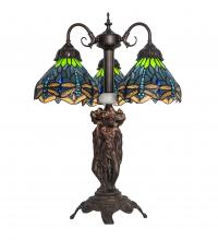 Meyda Tiffany 245483 - 23" High Tiffany Hanginghead Dragonfly 3 Light Table Lamp