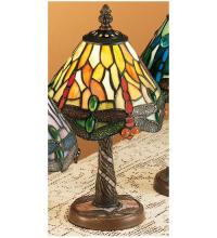 Meyda Tiffany 26614 - 12"H Tiffany Hanginghead Dragonfly w/ Twisted Fly Mosaic Base Mini Lamp