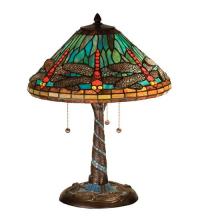 Meyda Tiffany 26682 - 21"H Tiffany Dragonfly w/ Twisted Fly Mosaic Base Table Lamp