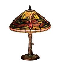 Meyda Tiffany 27158 - 16"H Tiffany Dragonfly w/ Twisted Fly Mosaic Base Accent Lamp