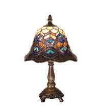 Meyda Tiffany 30317 - 13.5"H Tiffany Peacock Feather Mini Lamp