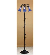 Meyda Tiffany 31333 - 58" High Blue Tiffany Pond Lily 3 Light Floor Lamp