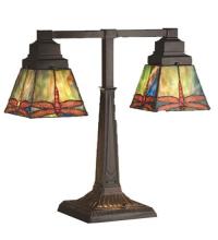 Meyda Tiffany 48203 - 19.5"H Prairie Dragonfly 2 Arm Desk Lamp