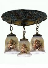 Meyda Tiffany 49537 - 17" Wide Pinecone 3 Light Hand Painted Semi-Flushmount