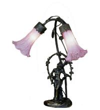 Meyda Tiffany 68596 - 17" High Pink Pond Lily 2 Light Trellis Girl Table Lamp