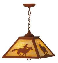 Meyda Tiffany 74033 - 16"Sq Cowboy & Steer Pendant