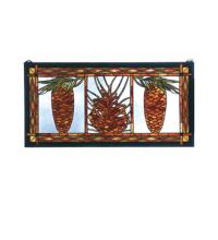 Meyda Tiffany 81470 - 36" Wide X 18" High Pinecone Stained Glass Window