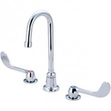 Just Mfg J-1174-KS - Deck mount faucet, Swiveling gooseneck spout with 7-3/8'' clearance, 1.5 GPM