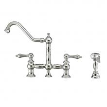 Whitehaus Collection WHKBTLV3-9201-NT-C - Vintage III Plus Bridge Faucet with Long Traditional Swivel Spout, Lever Handles and Solid Brass S