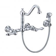 Whitehaus Collection WHKWLV3-9402-NT-C - Vintage III Plus Wall Mount Faucet with a  Long Traditional Swivel Spout, Lever Handles and Solid