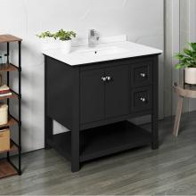 Fresca Bath FCB2336BL-CWH-U - Fresca Manchester 36'' Black Traditional Bathroom Cabinet w/ Top & Sink