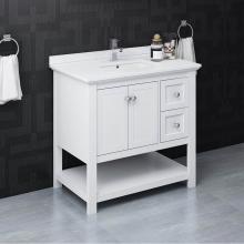 Fresca Bath FCB2336WH-CWH-U - Fresca Manchester 36'' White Traditional Bathroom Cabinet w/ Top & Sink