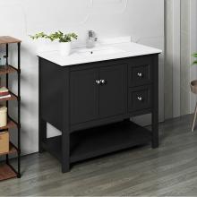 Fresca Bath FCB2340BL-CWH-U - Fresca Manchester 42'' Black Traditional Bathroom Cabinet w/ Top & Sink