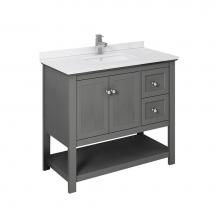 Fresca Bath FCB2340VG-CWH-U - Fresca Manchester Regal 40'' Gray Wood Veneer Traditional Bathroom Cabinet w/ Top &