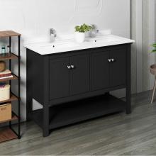 Fresca Bath FCB2348BL-D-CWH-U - Fresca Manchester 48'' Black Traditional Double Sink Bathroom Cabinet w/ Top & Sinks