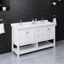 Fresca Bath FCB2360WH-D-CWH-U - Fresca Manchester 60'' White Traditional Double Sink Bathroom Cabinet w/ Top & Sinks