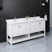 Fresca Bath FCB2372WH-D-CWH-U - Fresca Manchester 72'' White Traditional Double Sink Bathroom Cabinet w/ Top & Sinks