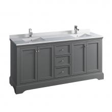 Fresca Bath FCB2472GRV-CWH-U - Fresca Windsor 72'' Gray Textured Traditional Double Sink Bathroom Cabinet w/ Top &