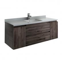 Fresca Bath FCB31-123012ACA-CWH-U - Fresca Formosa 54'' Wall Hung Modern Bathroom Cabinet w/ Top & Sink in Acacia