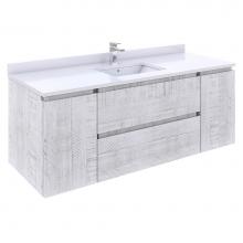 Fresca Bath FCB31-123012RWH - Fresca Formosa 54'' Wall Hung Modern Bathroom Cabinet in Rustic White