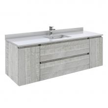 Fresca Bath FCB31-123612ASH-CWH-U - Fresca Formosa 60'' Wall Hung Single Sink Modern Bathroom Cabinet w/ Top & Sink in S