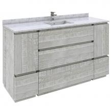 Fresca Bath FCB31-123612ASH-FC-CWH-U - Formosa 60'' Floor Standing Single Sink Modern Bathroom Cabinet w/ Top & Sink in Ash