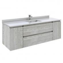 Fresca Bath FCB31-123612ASH - Fresca Formosa 60'' Wall Hung Single Sink Modern Bathroom Cabinet in Sage Gray