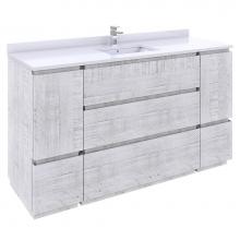 Fresca Bath FCB31-123612RWH-FC-CWH-U - Fresca Formosa 60'' Floor Standing Single Sink Modern Bathroom Cabinet w/ Top & Sink