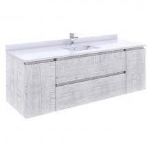 Fresca Bath FCB31-123612RWH - Fresca Formosa 60'' Wall Hung Single Sink Modern Bathroom Cabinet in Rustic White