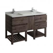 Fresca Bath FCB31-241224ACA-FS-CWH-U - Fresca Formosa 60'' Floor Standing Open Bottom Double Sink Modern Bathroom Cabinet w/ To