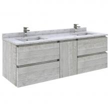 Fresca Bath FCB31-241224ASH-CWH-U - Fresca Formosa 60'' Wall Hung Double Sink Modern Bathroom Cabinet w/ Top & Sinks in