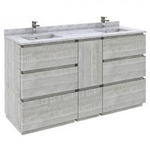 Fresca Bath FCB31-241224ASH-FC-CWH-U - Fresca Formosa 60'' Floor Standing Double Sink Modern Bathroom Cabinet w/ Top & Sink