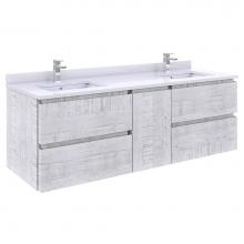 Fresca Bath FCB31-241224RWH-CWH-U - Fresca Formosa 60'' Wall Hung Double Sink Modern Bathroom Cabinet w/ Top & Sinks in