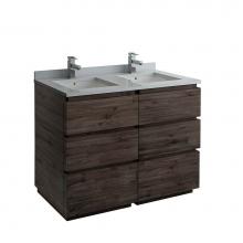 Fresca Bath FCB31-2424ACA-FC-CWH-U - Fresca Formosa 48'' Floor Standing Double Sink Modern Bathroom Cabinet w/ Top & Sink