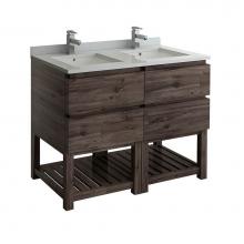 Fresca Bath FCB31-2424ACA-FS-CWH-U - Fresca Formosa 48'' Floor Standing Open Bottom Double Sink Modern Bathroom Cabinet w/ To