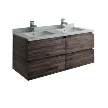 Fresca Bath FCB31-2424ACA - Fresca Formosa 48'' Wall Hung Double Sink Modern Bathroom Cabinet in Acacia