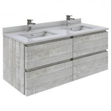 Fresca Bath FCB31-2424ASH-CWH-U - Fresca Formosa 48'' Wall Hung Double Sink Modern Bathroom Cabinet w/ Top & Sinks in