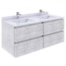 Fresca Bath FCB31-2424RWH-CWH-U - Fresca Formosa 48'' Wall Hung Double Sink Modern Bathroom Cabinet w/ Top & Sinks in