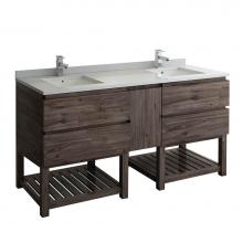 Fresca Bath FCB31-301230ACA-FS-CWH-U - Fresca Formosa 72'' Floor Standing Open Bottom Double Sink Modern Bathroom Cabinet w/ To