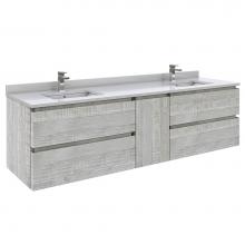 Fresca Bath FCB31-301230ASH-CWH-U - Fresca Formosa 72'' Wall Hung Double Sink Modern Bathroom Cabinet w/ Top & Sinks in