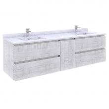 Fresca Bath FCB31-301230RWH-CWH-U - Fresca Formosa 72'' Wall Hung Double Sink Modern Bathroom Cabinet w/ Top & Sinks in