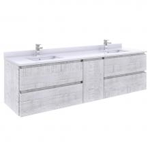 Fresca Bath FCB31-301230RWH - Fresca Formosa 72'' Wall Hung Double Sink Modern Bathroom Cabinet in Rustic White