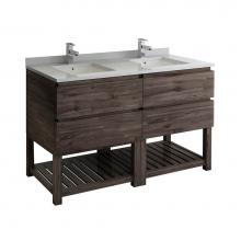 Fresca Bath FCB31-3030ACA-FS-CWH-U - Fresca Formosa 60'' Floor Standing Open Bottom Double Sink Modern Bathroom Cabinet w/ To