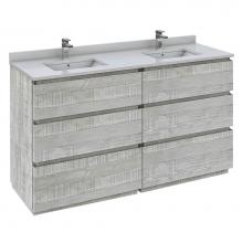 Fresca Bath FCB31-3030ASH-FC-CWH-U - Fresca Formosa 60'' Floor Standing Double Sink Modern Bathroom Cabinet w/ Top & Sink