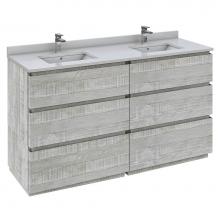 Fresca Bath FCB31-3030ASH-FC - Fresca Formosa 60'' Floor Standing Double Sink Modern Bathroom Cabinet in Sage Gray