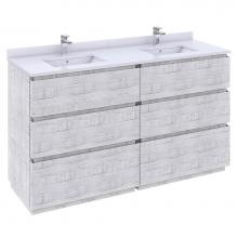 Fresca Bath FCB31-3030RWH-FC-CWH-U - Fresca Formosa 60'' Floor Standing Double Sink Modern Bathroom Cabinet w/ Top & Sink