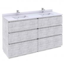 Fresca Bath FCB31-3030RWH-FC - Fresca Formosa 60'' Floor Standing Double Sink Modern Bathroom Cabinet in Rustic White