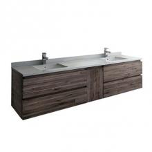 Fresca Bath FCB31-361236ACA - Fresca Formosa 84'' Wall Hung Double Sink Modern Bathroom Cabinet in Acacia