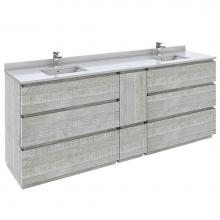 Fresca Bath FCB31-361236ASH-FC-CWH-U - Formosa 84'' Floor Standing Double Sink Modern Bathroom Cabinet w/ Top & Sinks in As