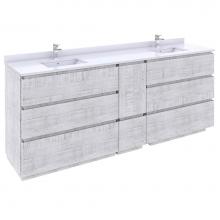 Fresca Bath FCB31-361236RWH-FC-CWH-U - Fresca Formosa 84'' Floor Standing Double Sink Modern Bathroom Cabinet w/ Top & Sink